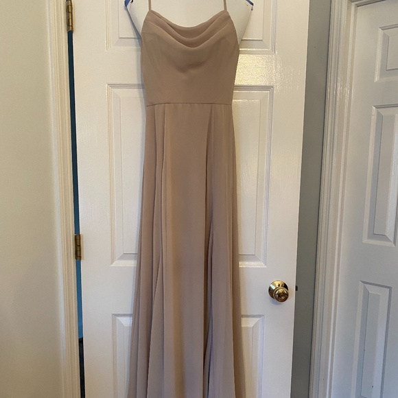Davids Bridal Cowl Neck Chiffon Bridesmaid Dress - Picture 1 of 5